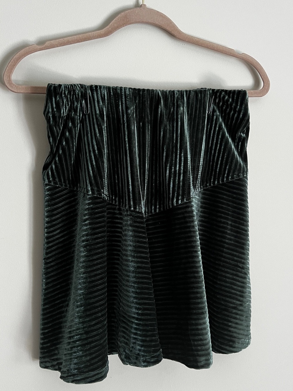 Velvet Pleated Forest Green Skirt